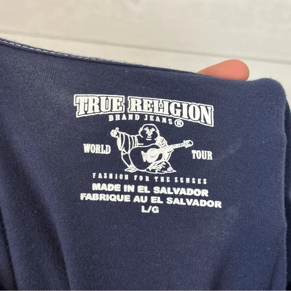 True Religion Navy Blue Logo Short Sleeve T-Shirt Size Large